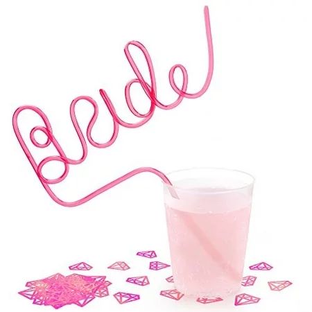 xo Fetti Bachelorette Party Bride Straw + Diamond Confetti - Pink | Bridal Shower Decorations Bride  | Walmart (US)