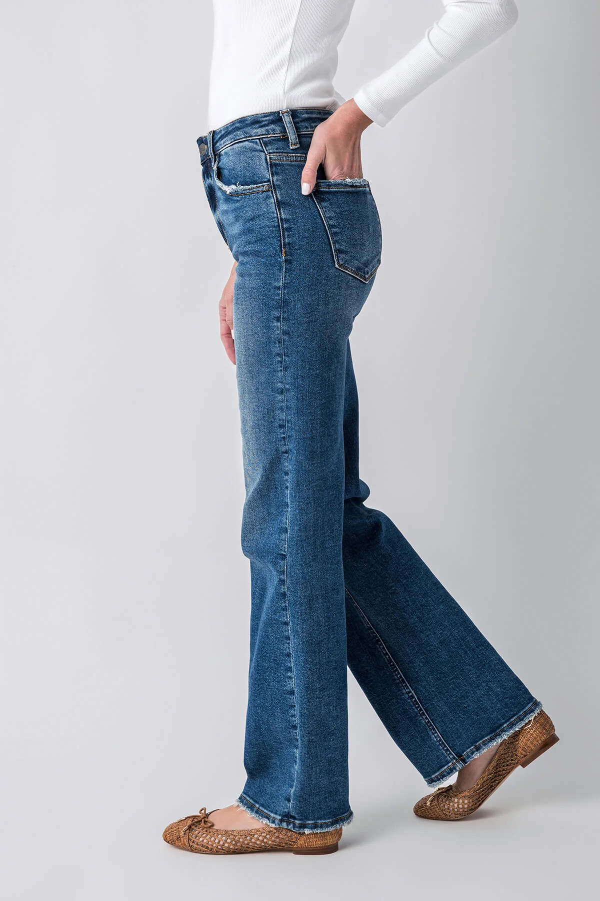 Risen Mila High Rise Full Length Straight Leg Jeans | Social Threads