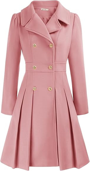 GRACE KARIN 2024 Women's Fashion Trench Coat Notch Lapel Double Breasted Thick A Line Pea Coats J... | Amazon (US)