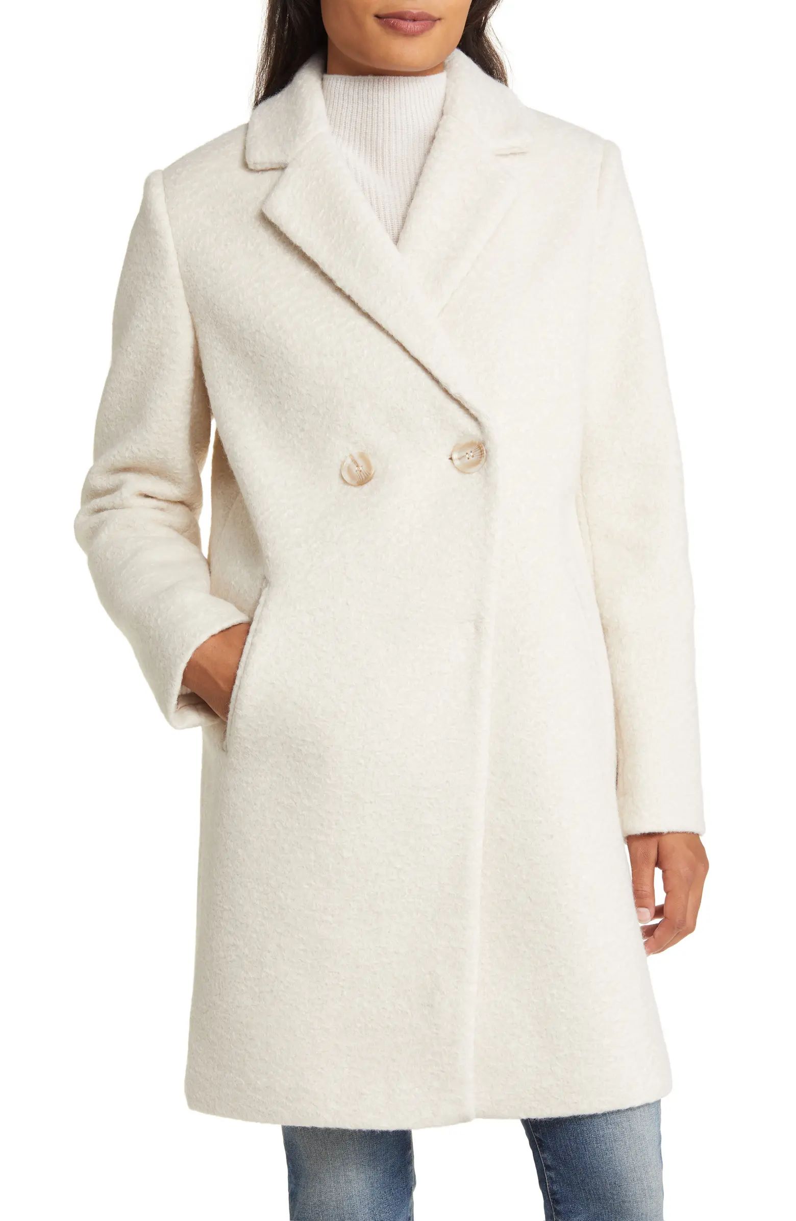 Stay warm in this textured bouclé coat fashioned in a double-breasted silhouette with notched la... | Nordstrom
