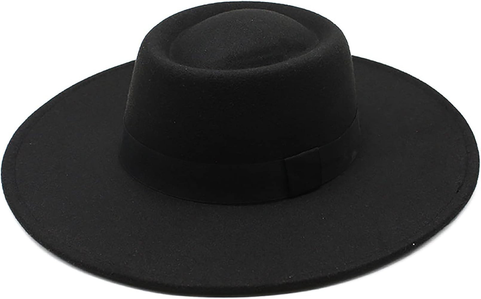 Women Men Classic Felt Fedora Hat Wide Brim Flat Top Boater Hat(Size:M) | Amazon (US)