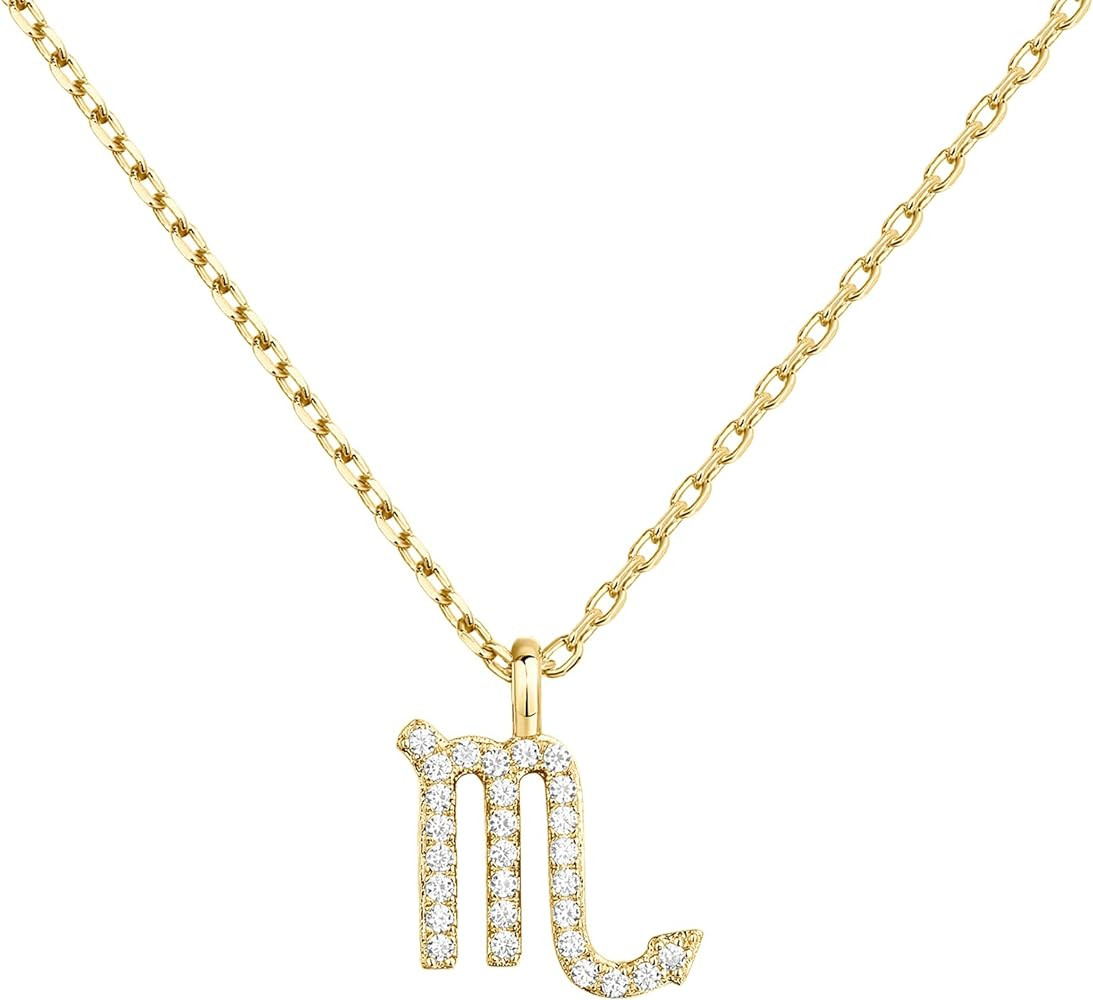 PAVOI 14K Gold Plated Cubic Zirconia Astrology Necklaces for Women - Zodiac Pendant Jewelry Gifts... | Amazon (US)