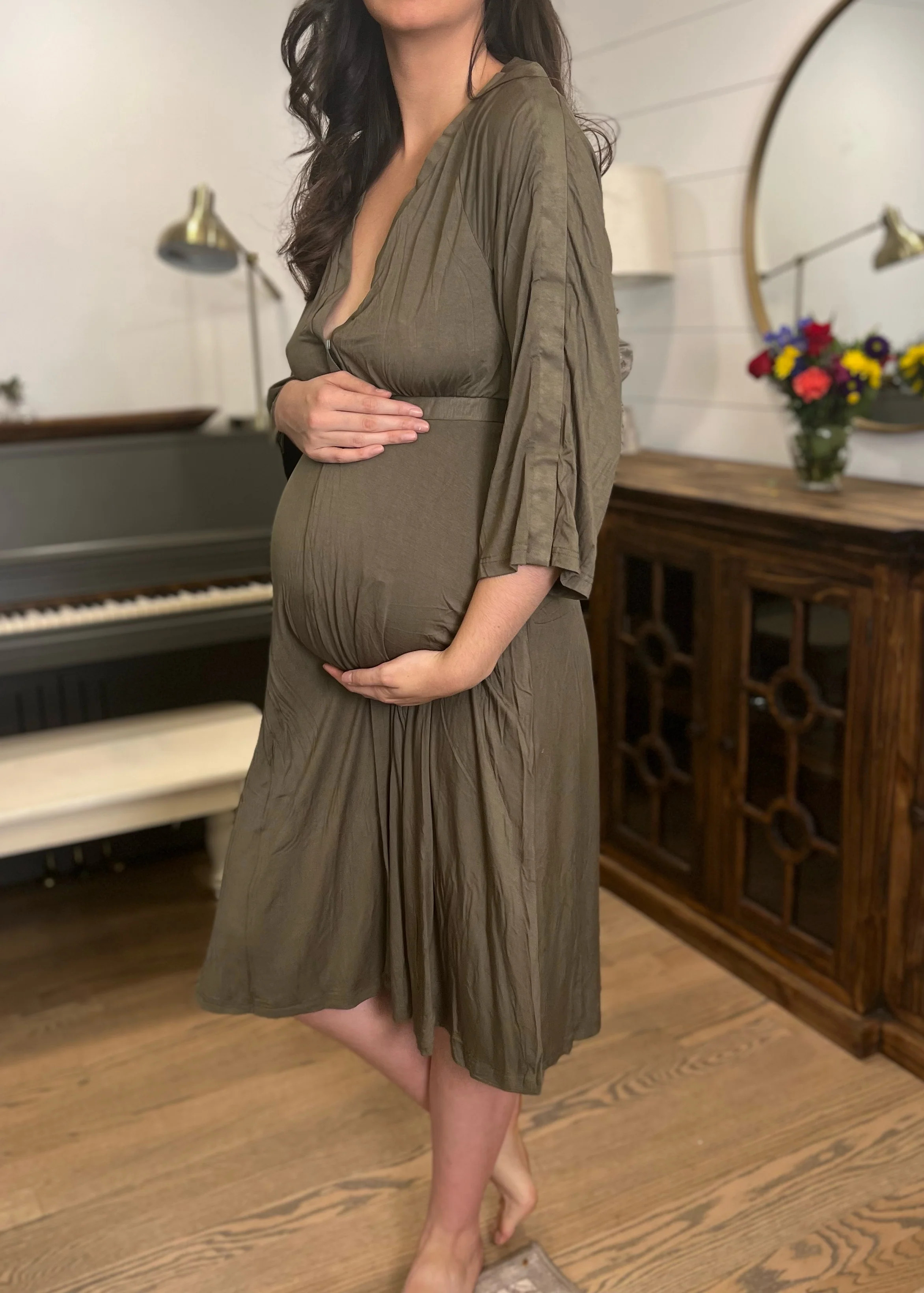 Amelia Labor & Postpartum Gown in Sage | Lila