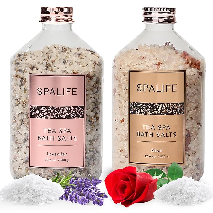 SpaLife Tea Spa Petal-Infused Effervescent Mineral Bath Salts - Lavender & Rose, 2-Pack 17.6 oz. ... | Amazon (US)