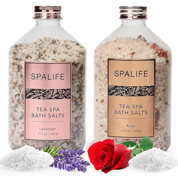 SpaLife Tea Spa Petal-Infused Effervescent Mineral Bath Salts - Lavender & Rose, 2-Pack 17.6 oz. ... | Amazon (US)