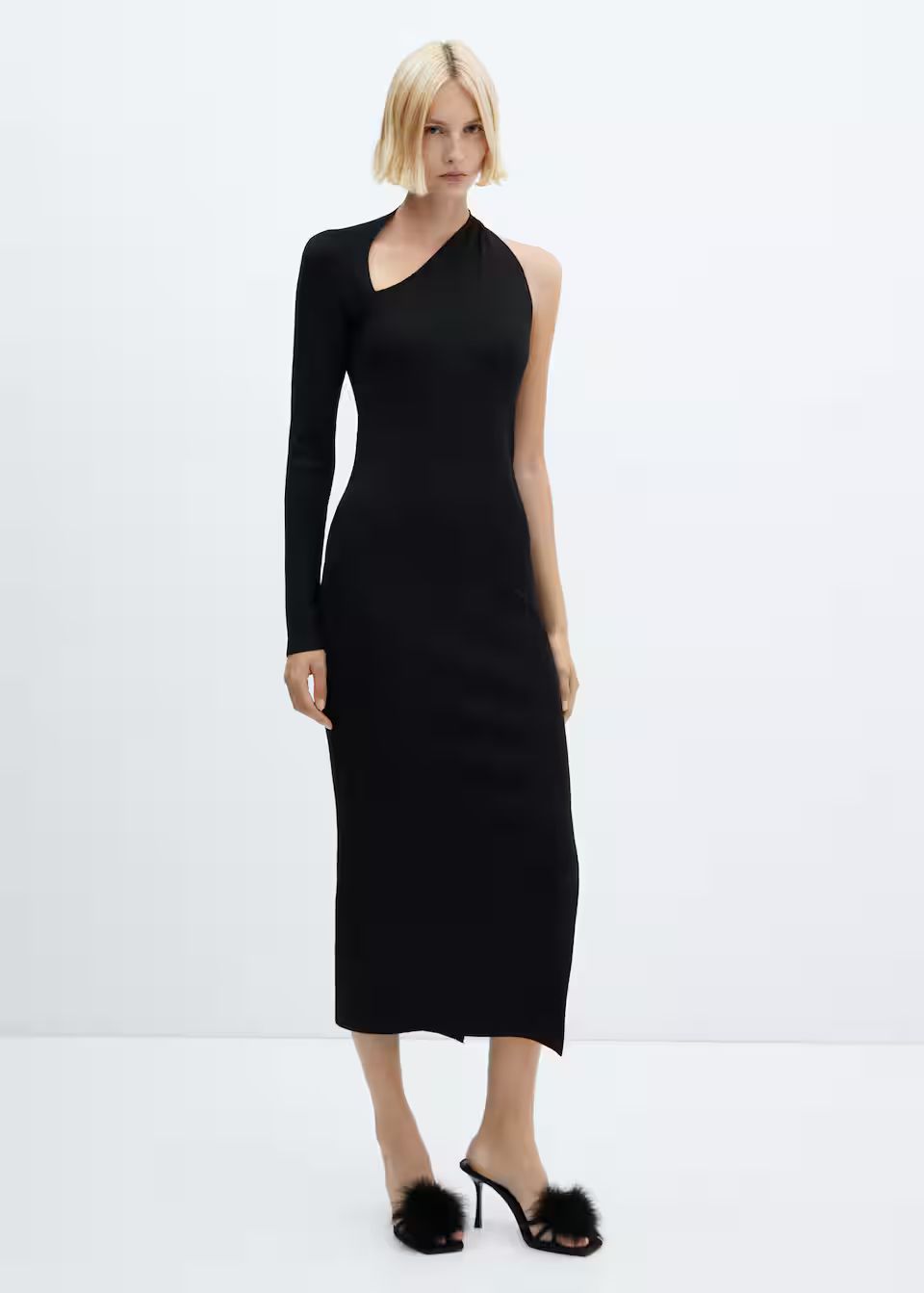 Asymmetrical dress with slit -  Women | Mango USA | MANGO (US)