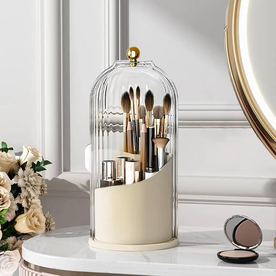 MIUOPUR Makeup Brush holder Organizer, 360° Rotating Dustproof & Waterproof Make up Brushs Organ... | Amazon (US)