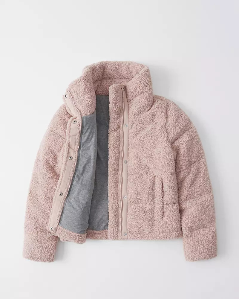 Mini Sherpa Fleece Puffer Jacket | Abercrombie & Fitch (US)