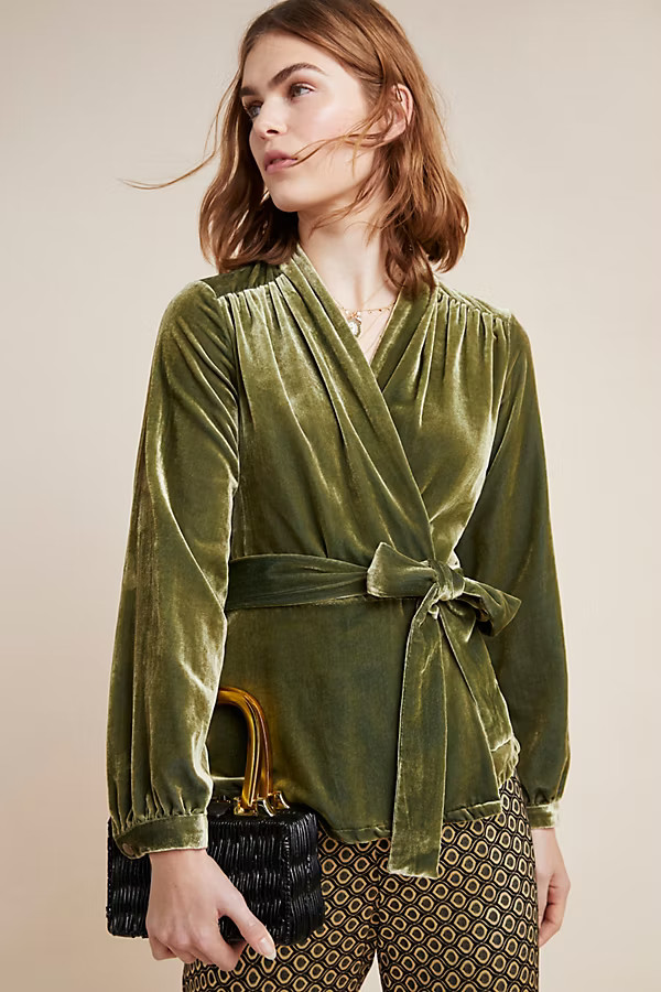 Vivienne Velvet Wrap Top | Anthropologie (US)
