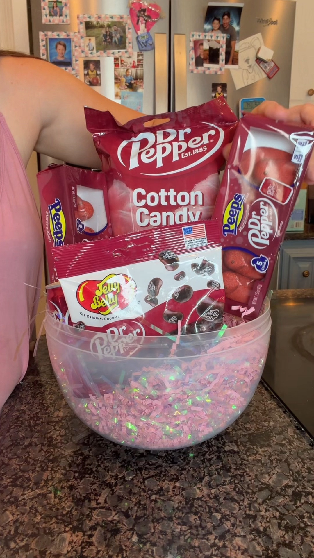 Send this to your favorite Dr. Pepper fan…

I grabbed a giant clear Easter egg and filled it with Dr Pepper treats and it turned out SO cute.

Here’s what I added:
• Mini Dr Pepper cans
• Dr Pepper cotton candy (found at pOpshelf)
• Dr Pepper Peeps (Dollar Tree + Five Below)
• Dr Pepper jelly beans (Amazon)
• Sparkly Easter grass to fill the egg

It’s the perfect themed Easter surprise for a froend, teacher, neighbor, or spouse who’s obsessed with Dr Pepper.

But the best part?
You could do this with literally any theme — favorite candy, coffee lover, beauty products, sports team, kids snacks… anything!

SAVE this cute and easy idea for Easter baskets!

Comment DP and I’ll send links to the eggs and the items I could find to link online!

And follow along for more fun ways to celebrate more while spending less.