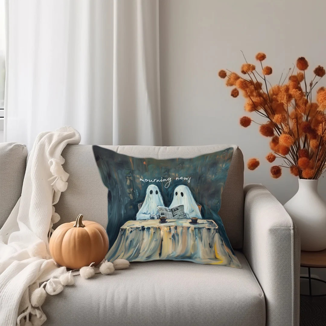 Mourning News Pillow Cover, Halloween Ghost Couple Decor, Fun Halloween Gift, Whimsigoth Gifts, H... | Etsy (US)