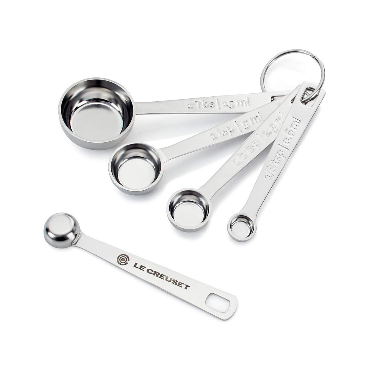 Le Creuset 5-Piece Stainless Steel Measuring Spoon Set + Reviews | Crate & Barrel | Crate & Barrel