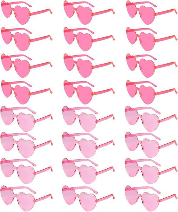 NACHLYNN 24 Pcs Heart Sunglasses for Women Rimless Heart Shaped Sunglasses Transparent Candy Colo... | Amazon (US)