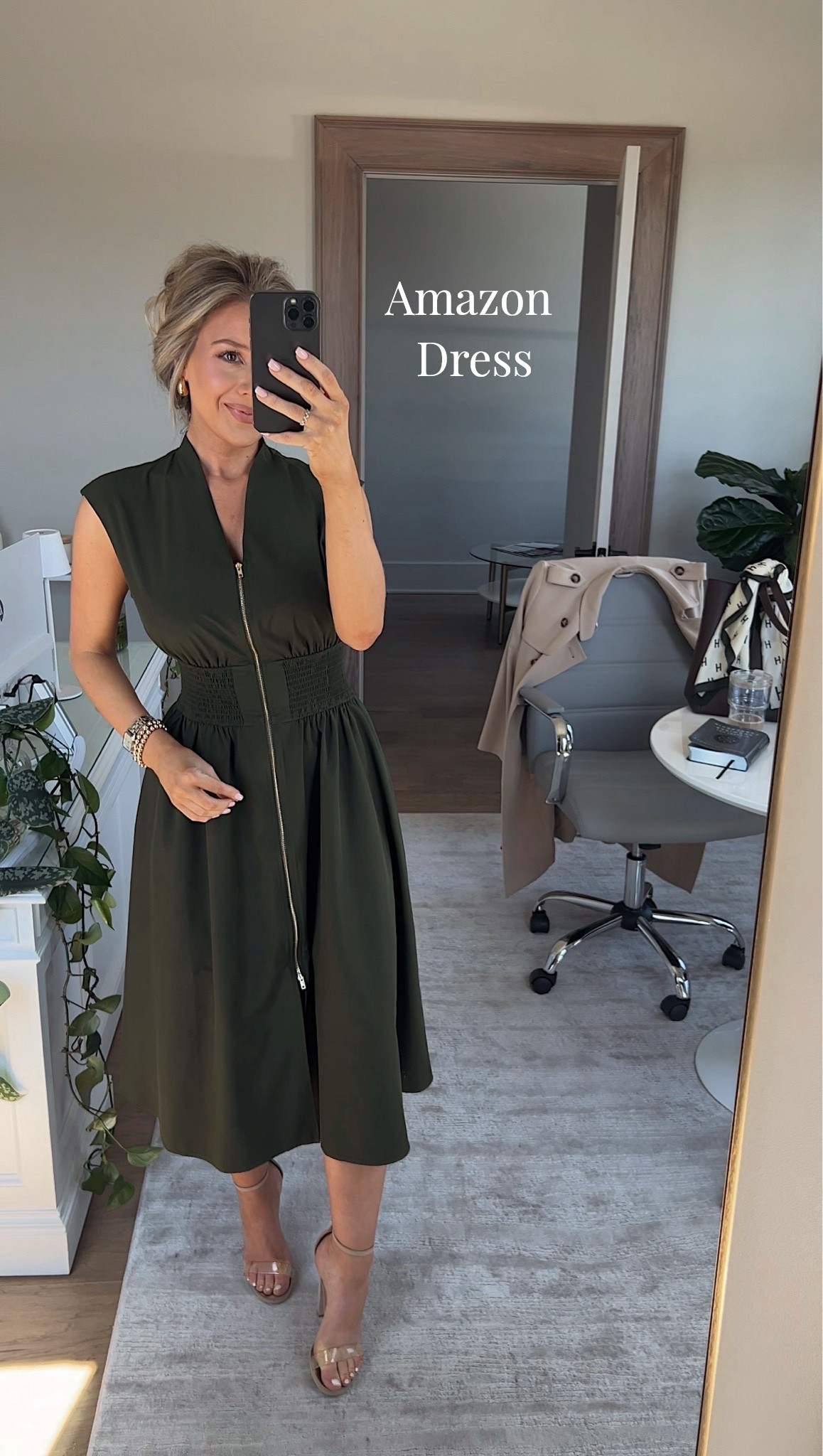 Love this Amazon dress for work!! It’s perfect for spring and summer. This green is gorgeous! 

Work dress, office outfit, office dress, midi dress

#LTKootd