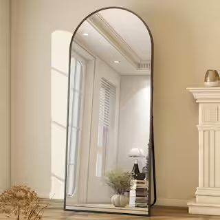 XRAMFY 30 in. W x 71 in. H Arched Classic Black Aluminum Alloy Framed Oversized Full Length Mirro... | The Home Depot