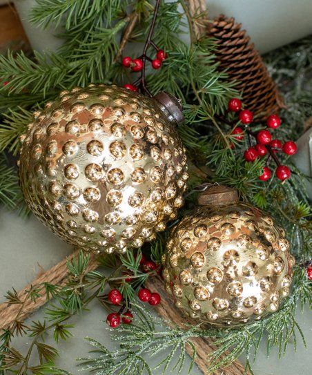 Gold Hobnail Kugel Ball Ornament - Set of Six | Zulily