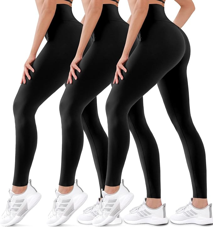 Hmuuo 3 Pack Leggings for Women Butt Lift High Waisted Tummy Control No See-Through Yoga Pants Wo... | Amazon (US)