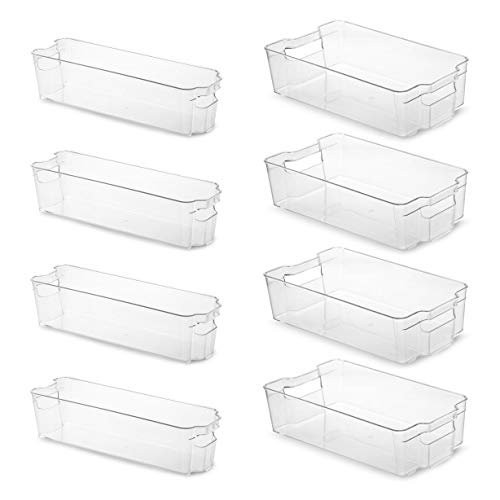 Set Of 8 Refrigerator Organizer Bins - 4 Large and 4 Small Stackable Fridge Organizers for Freeze... | Walmart (US)