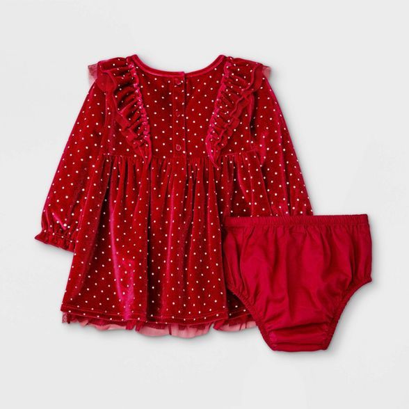 Baby Girls' Velour Dot Dress - Cat & Jack™ Magenta | Target