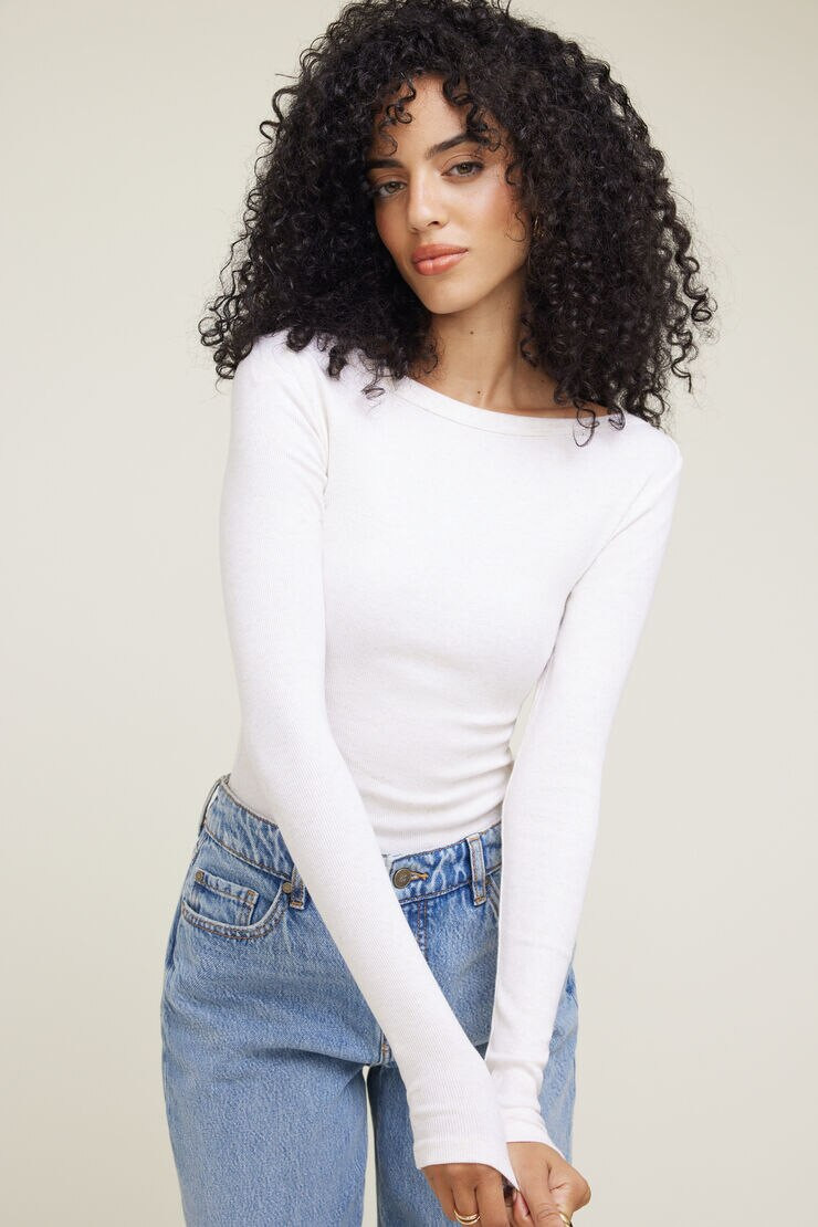 Nola Ribbed Long Sleeve T Shirt | Dynamite Clothing