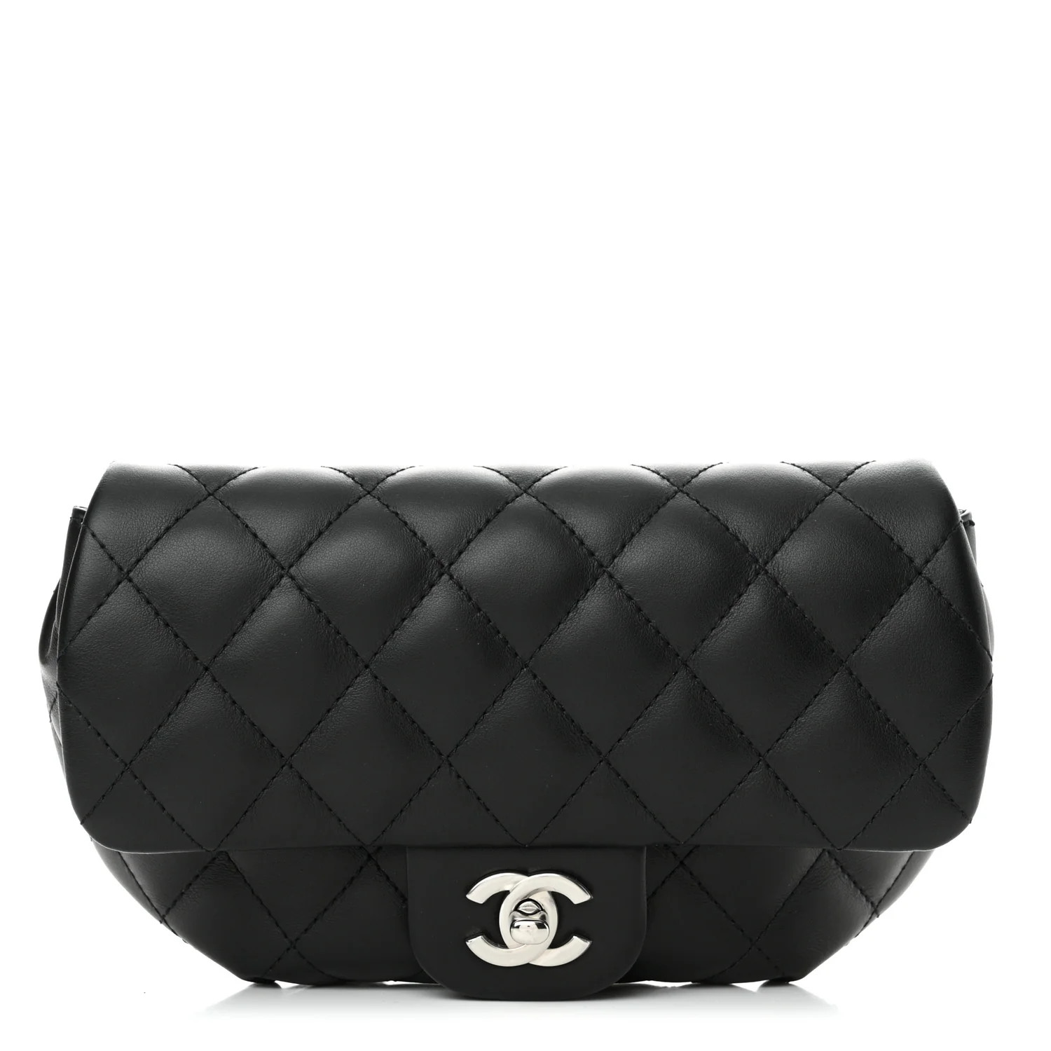 Calfskin Quilted CC Uniform Flap Belt Bag Black | FASHIONPHILE (US)