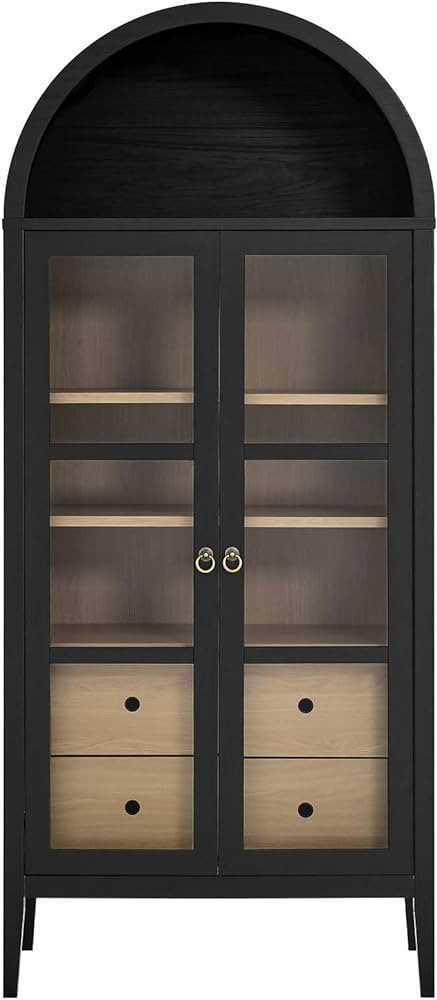 Modway Nolan Modern Farmhouse 71" Tall Arched Storage Display Cabinet in Black Oak Wood Grain | Amazon (US)