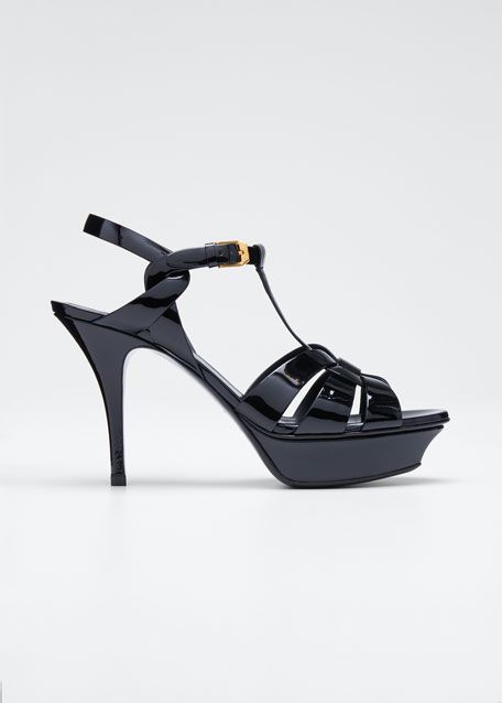 Saint Laurent Tribute Patent Leather Platform Sandals | Bergdorf Goodman
