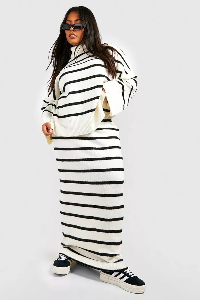 Plus Soft Knit Stripe Skirt | boohoo (US & Canada)