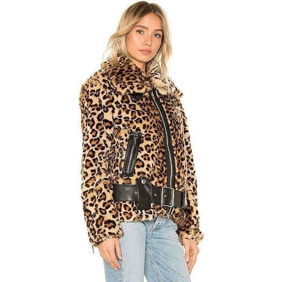 Blank NYC Faux Fur Leopard Leopard Biker Jacket Size M | Poshmark