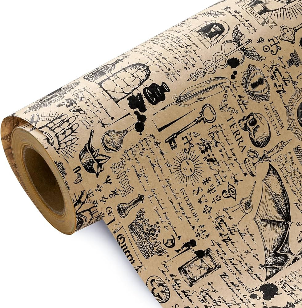 WRAPAHOLIC Kraft Halloween Wrapping Paper - Mini Roll - 17 Inch x 16.5 Feet - Vintage Medical Wra... | Amazon (US)
