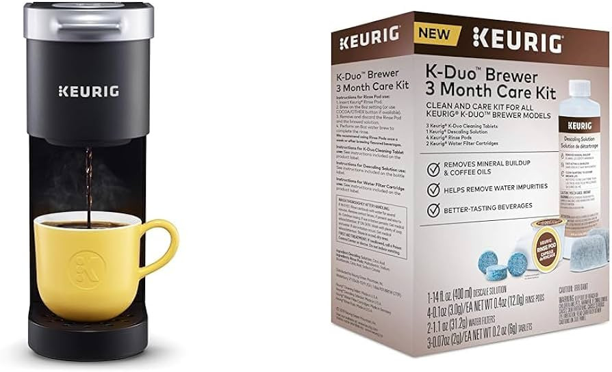 Keurig K-Mini Single Serve Coffee Maker, Black & K-Duo 3 Month Care Brewer Maintenance Kit | Amazon (US)