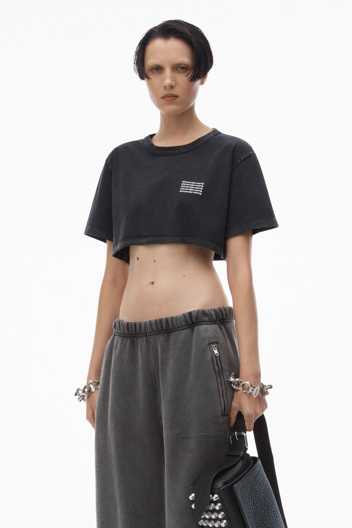 CROP TEE IN ACID WASH JERSEY | Alexander Wang