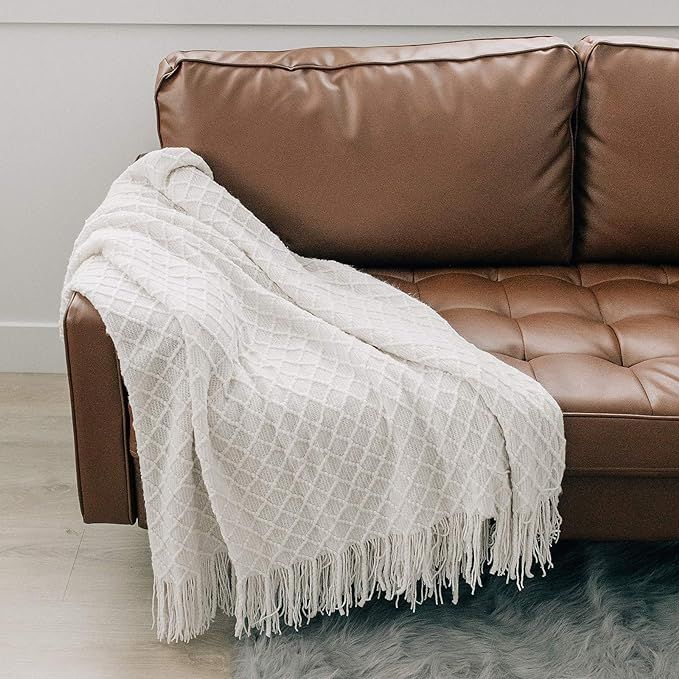 GRACED SOFT LUXURIES Throw Blanket Woven Soft for Sofa Couch Decorative Knitted Boho Fringe Blank... | Amazon (US)