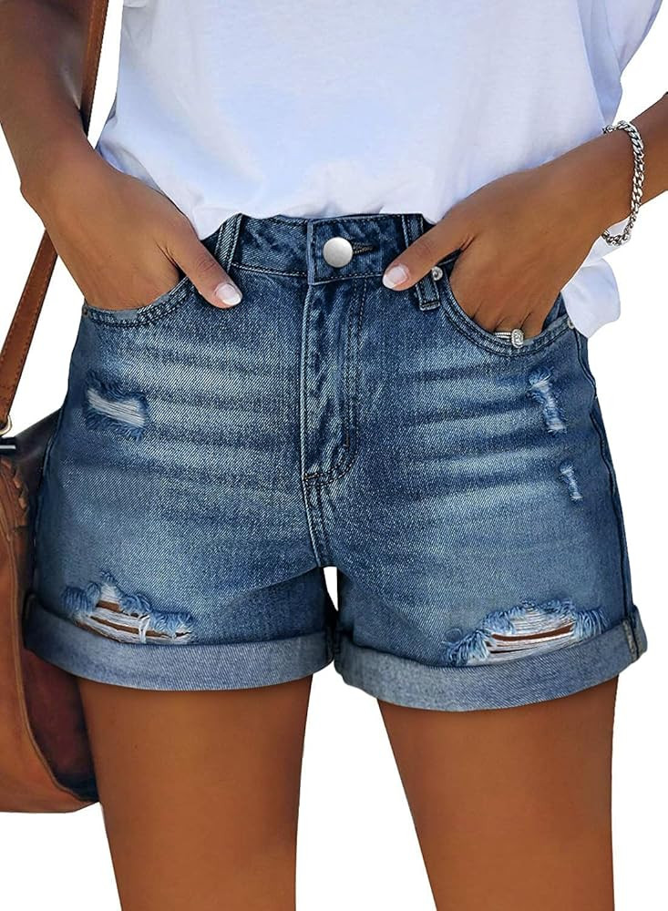 KISSMODA Denim Shorts Women Trendy Button Summer Cut Off Short Womens Jean Shorts High Waisted De... | Amazon (US)
