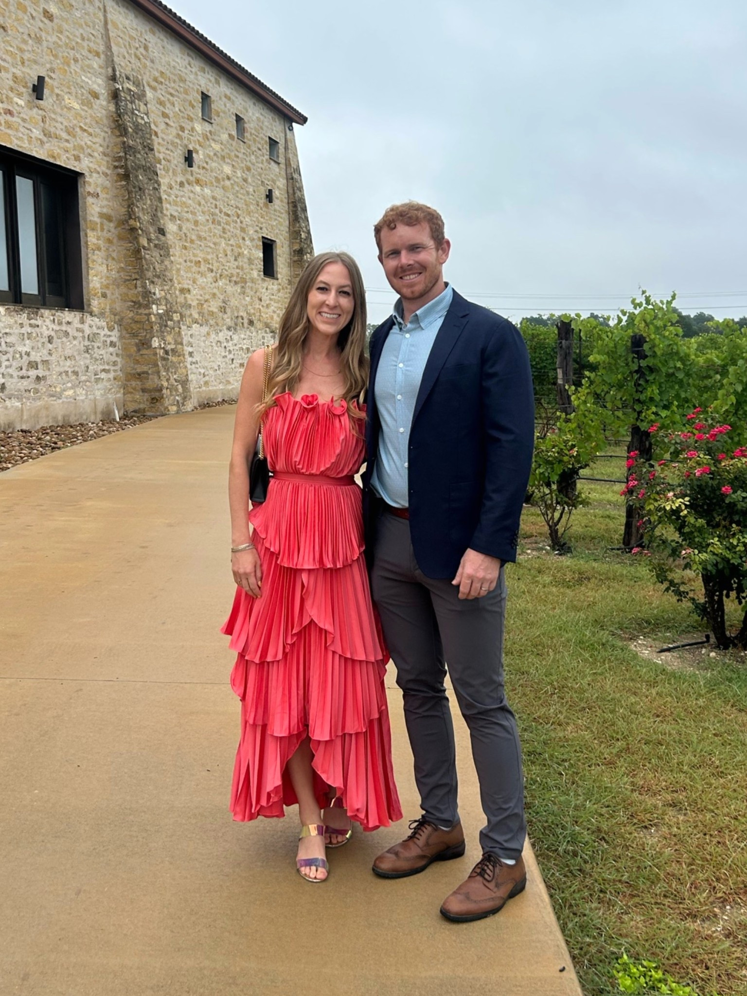Wore this bright pink ruffle high low dress for a summer wedding in a Texas vineyard. Kyle is obsessed with Mizzen everything bc it wicks the sweat away in the summer heat.

#LTKTravel #LTKWedding #LTKMens