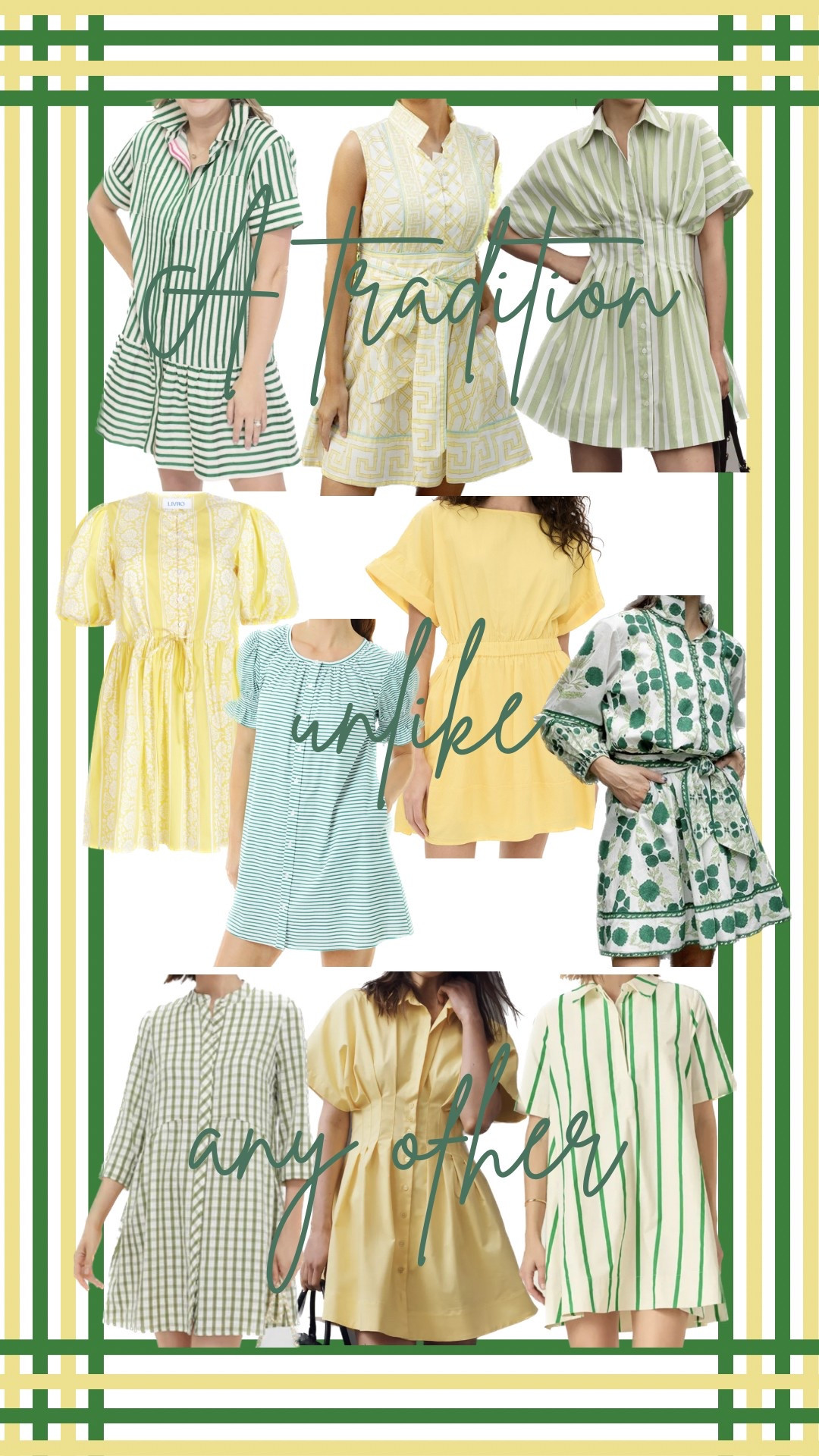Dresses fit for the Masters! 


Green dress, yellow dress, sundress, golf dress, golf tournament, azalea, tradition, a tradition unlike any other, short dress, short sleeve dress, sleeveless dress, flounce dress, casual dress, tournament wear

#LTKFindsUnder100 #LTKFindsUnder50 #LTKSeasonal