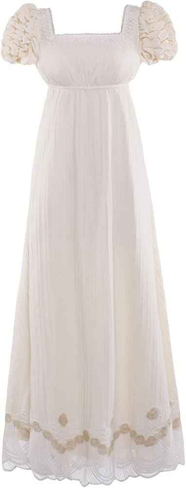 Regency Dresses for Women Luxurious Lace Empire Waist Dress | Amazon (US)