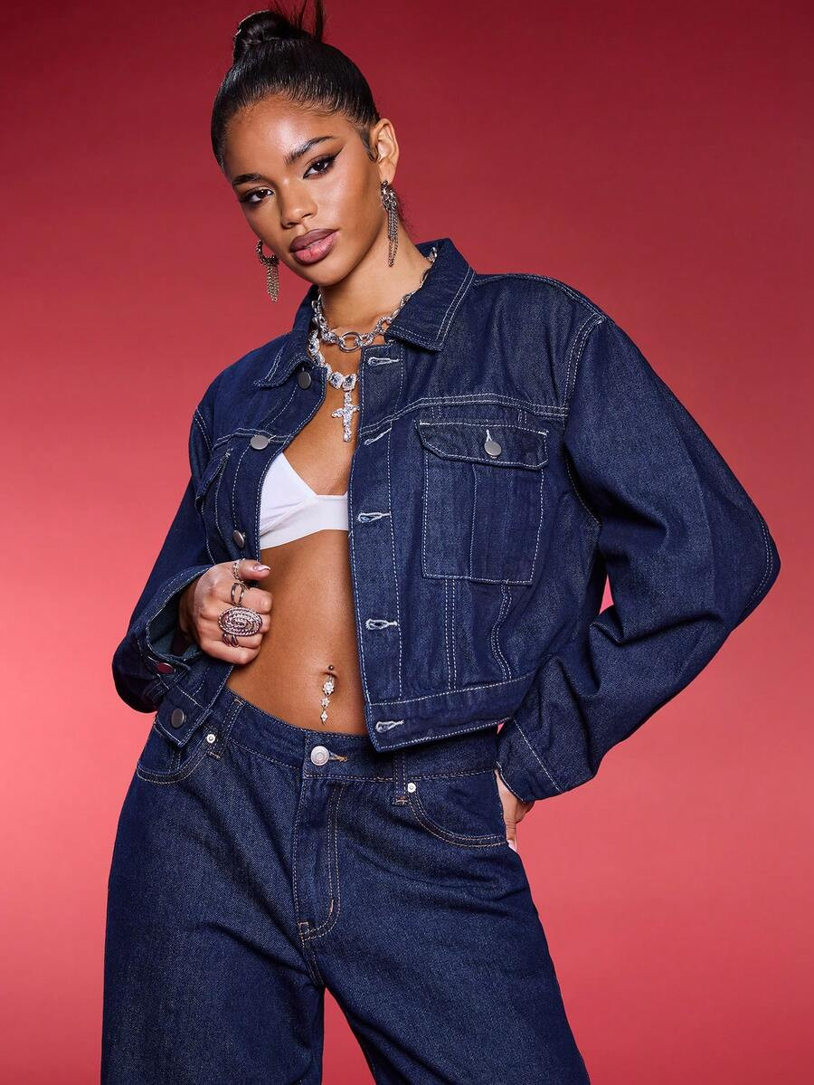 Normani Premium Denim Contrast Stitch Denim Jacket | SHEIN
