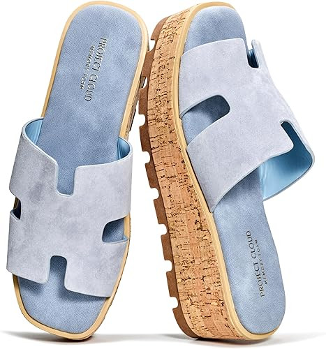 Project Cloud 100% Genuine Leather Wedge Platform Sandals Women Footwear - Memory Foam Insole and... | Amazon (US)
