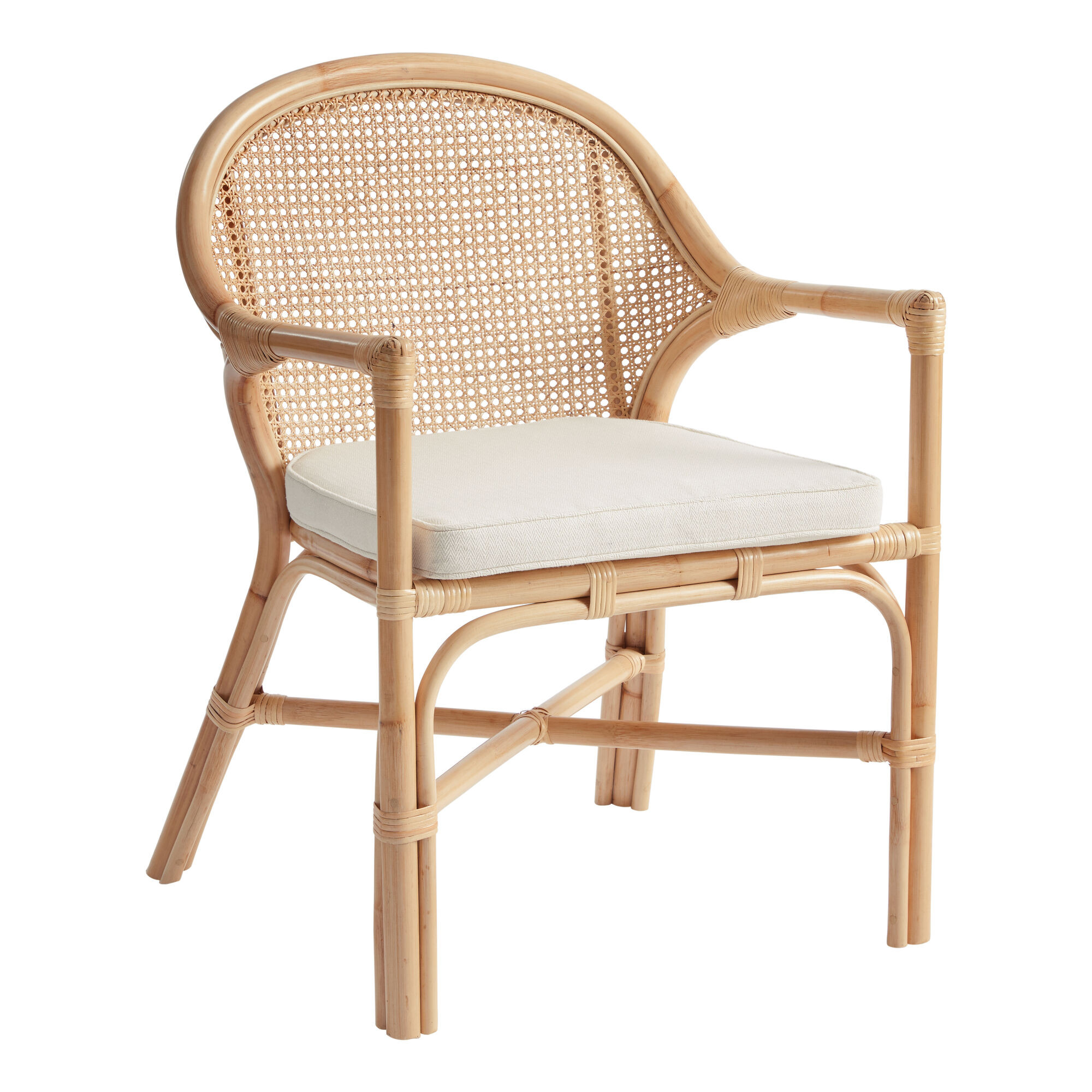 Jody Honey Rattan Cane Dining Chair with Cushion Set of 2 | World Market