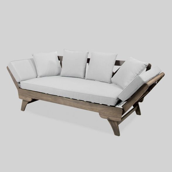 Ottavio Acacia Wood Outdoor Patio Daybed - Gray - Christopher Knight Home | Target