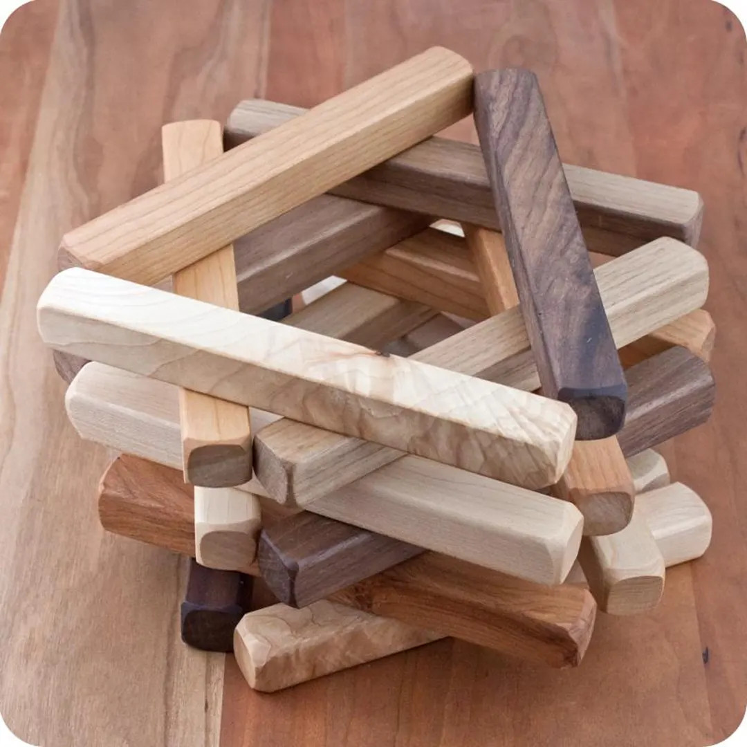 Tri-color Wood Building Sticks 6 Inch, Set of 18 - Etsy | Etsy (US)