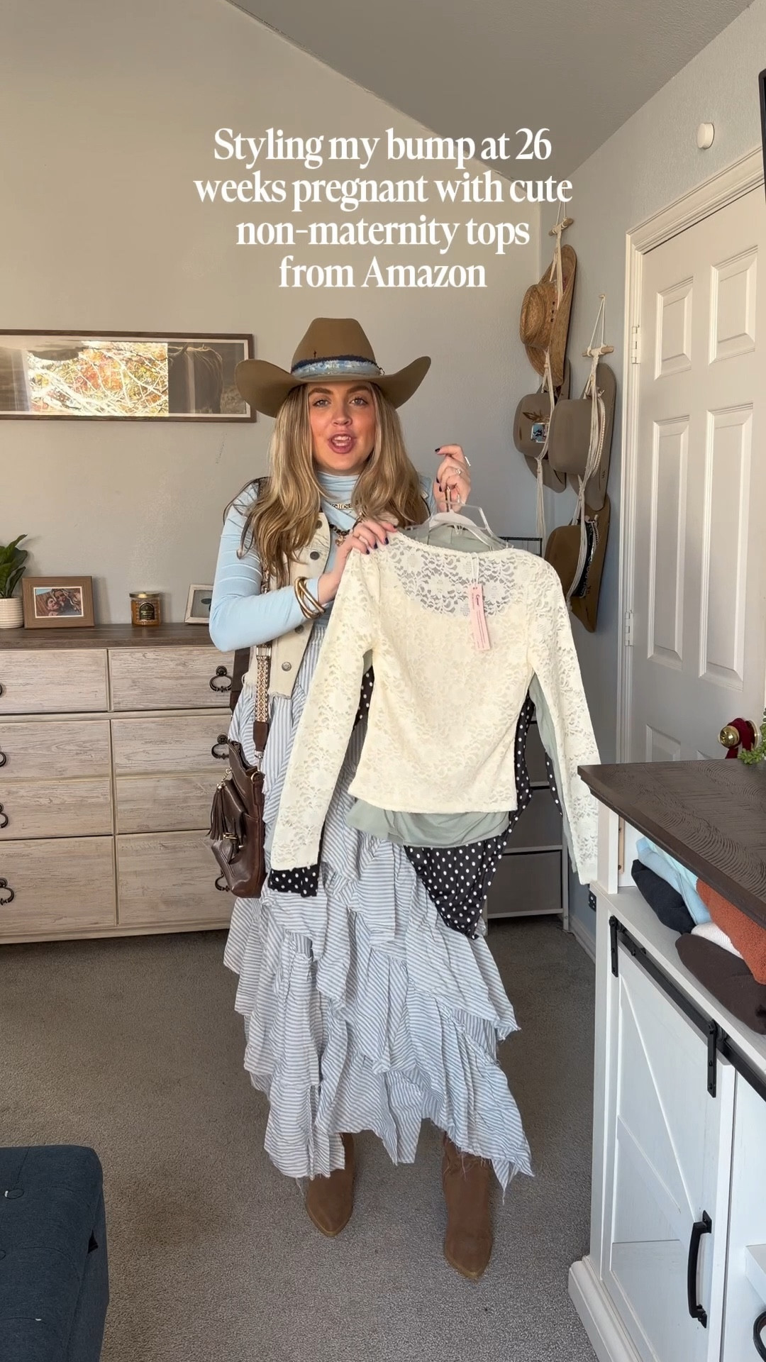 Non maternity tops styled at 27 weeks pregnant! Amazon fashion. Cute long sleeve tops  

#LTKSeasonal #LTKFindsUnder100 #LTKBump