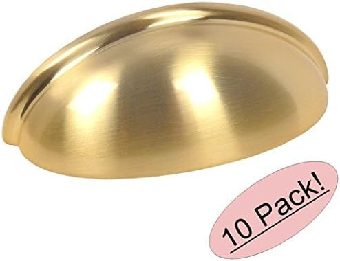 10 Pack - Cosmas 783BB Brushed Brass Cabinet Hardware Bin Cup Drawer Cup Pull - 3" Inch (76mm) Ho... | Amazon (US)