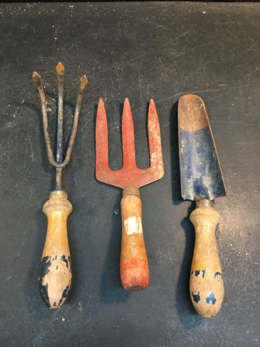 Vintage 3pc  Garden Tools Set , Shovel , 3 Tine Fork Farm House | eBay US