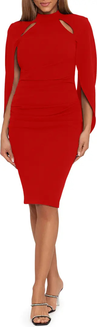 Cutout Long Sleeve Scuba Sheath Dress | Nordstrom
