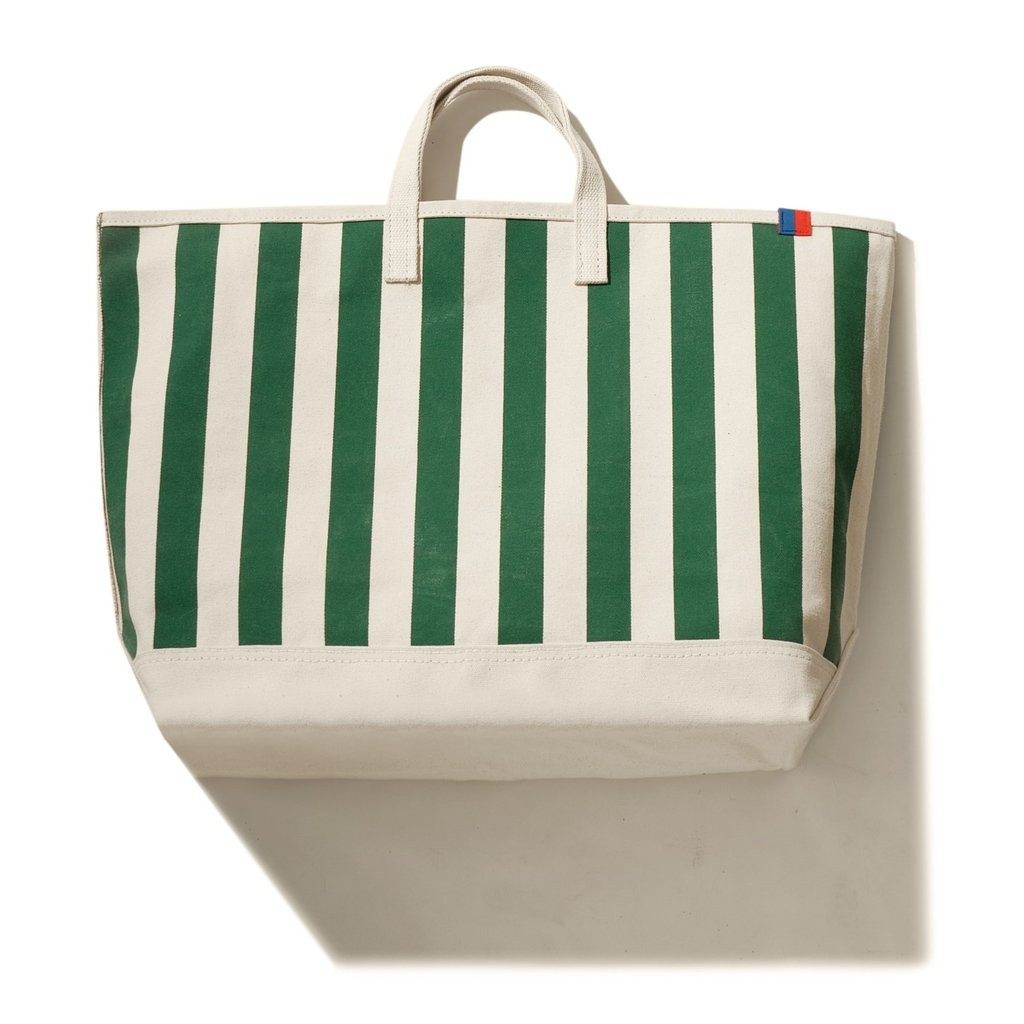 The All Over Striped Tote - Canvas/Green | KULE (US)