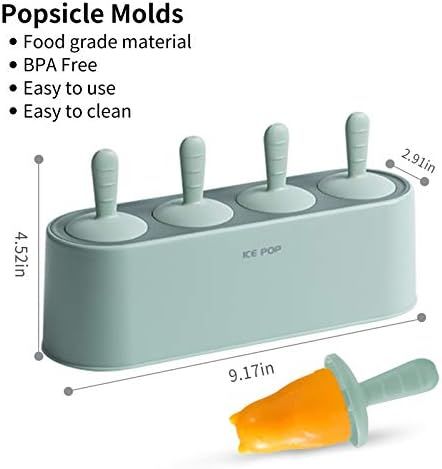 Popsicle Molds 4 Pieces, Silicone Popsicle Molds Cartoon Shape, Baby Popsicle Molds BPA Free, Reusab | Amazon (US)