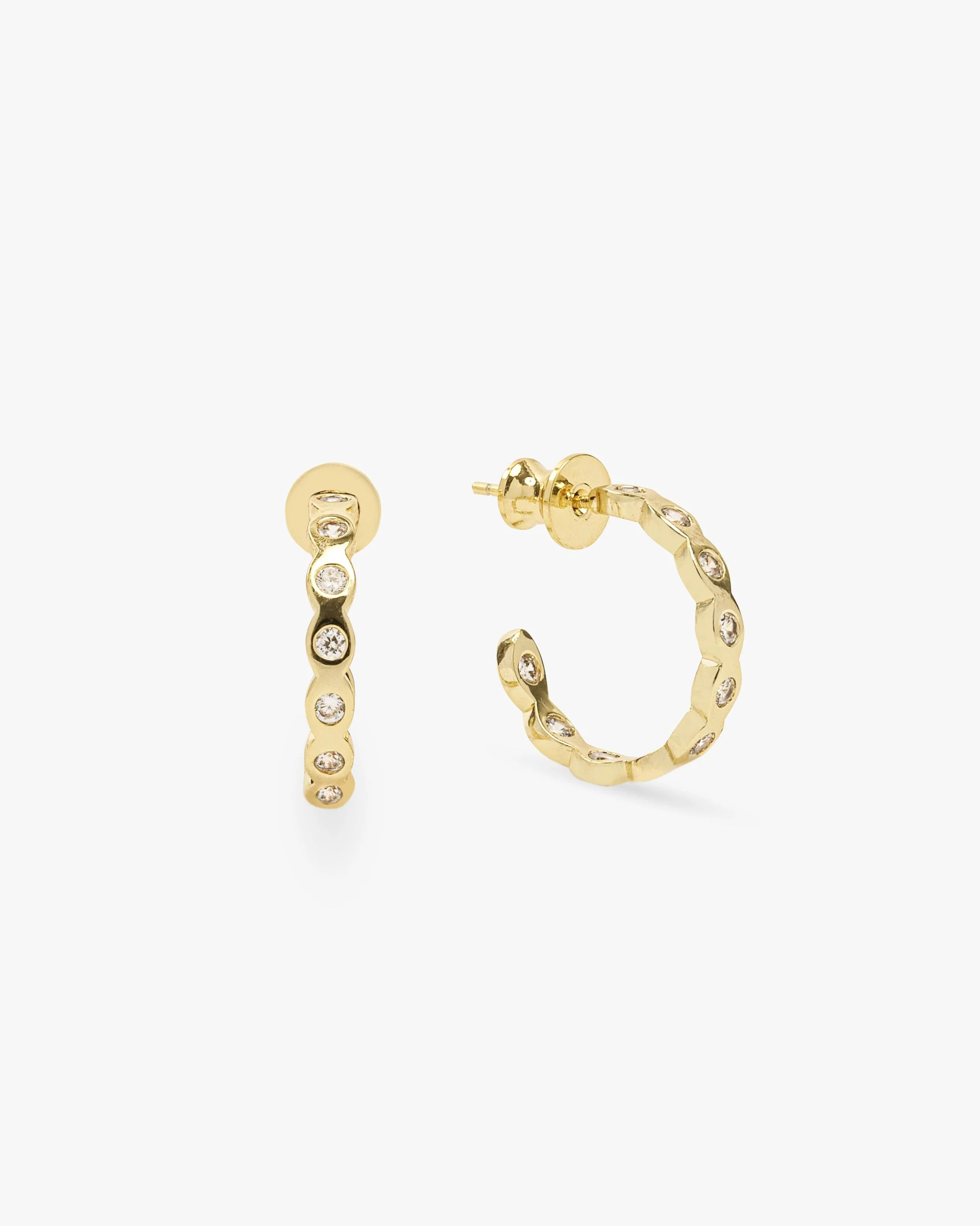 Teeny Pod Mini Hoops - Gold|White Diamondettes | Melinda Maria Jewelry