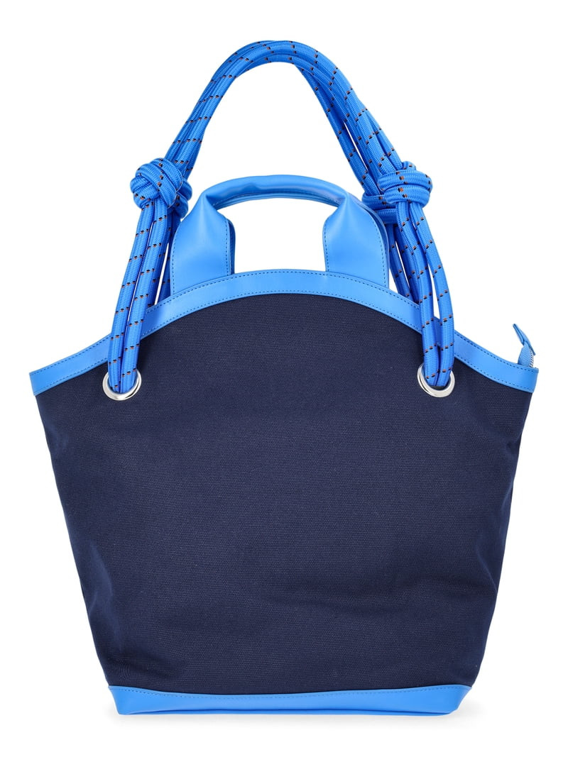 Free Assembly Women's Canvas Tote Bag, Navy/Blue | Walmart (US)
